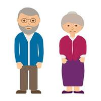 content grand-père et grand-mère sur blanc Contexte. vieux gens dans famille. grands-parents dans lunettes. vieilli gris aux cheveux couple. vecteur illustration