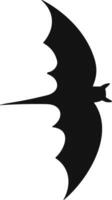 chauve souris horreur plat. autocollant avec noir Souris pour Halloween décoration. Facile icône avec animal. silhouette de en volant chauve souris vecteur