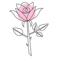 Rose fleur continu Célibataire ligne art dessin contour vecteur illustration minimaliste conception