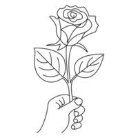 Valentin jour, Rose journée ligne art dessin continu contour vecteur minimaliste conception illustration