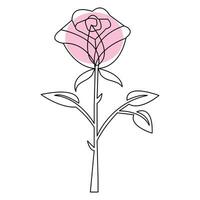 Rose fleur continu Célibataire ligne art dessin contour vecteur illustration minimaliste conception