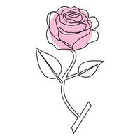 continu Rose fleur un ligne main dessiner esquisser et contour vecteur illustration de minimaliste