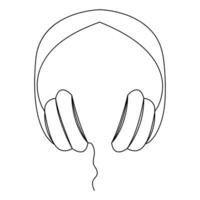 continu Célibataire ligne main dessin écouteurs dans contour style vecteur illustration