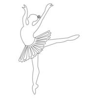 ballet Danse opéra maison illustration contour vecteur continu Célibataire ligne dessin de gracieux femme