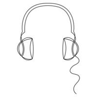 continu Célibataire ligne main dessin écouteurs dans contour style vecteur illustration
