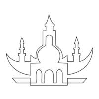 continu un ligne main dessin de mosquée Facile illustration conception et contour vecteur islamique icône