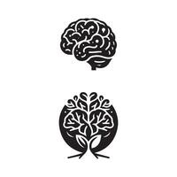 cerveau logo silhouette conception vecteur modèle. idée de génie pense idée logotype concept icône.