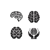 cerveau logo silhouette conception vecteur modèle. idée de génie pense idée logotype concept icône.