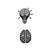 cerveau logo silhouette conception vecteur modèle. idée de génie pense idée logotype concept icône.