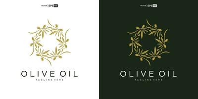 olive logo icône conception modèle plat. Naturel supplémentaire vierge huile. beauté, cosmétique vecteur
