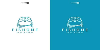 poisson avec maison pour Accueil réel biens Résidentiel hypothèque appartement bâtiment logo conception vecteur