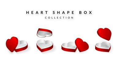 ensemble de ouvert cœur forme cadeaux boîte. valentines journée collection boîte conception. vecteur illustration