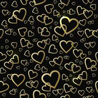 sans couture vecteur modèle avec or brillant cœurs sur une noir Contexte. pour valentines journée ou mariage conception