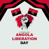 angola libération journée est célèbre sur février 4. salutation carte affiche avec drapeau, serré poing et grunge texture. vecteur illustration