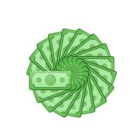 vert papier dollar icône. dollar facture. dessin animé argent isolé sur blanc Contexte. vecteur illustration