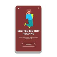 école excité enfant garçon en train de lire vecteur