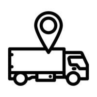 un camion carte emplacement ligne icône vecteur illustration