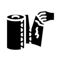 main déchirure papier serviette glyphe icône vecteur illustration