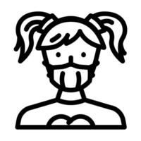 enfant fille médical masque ligne icône vecteur illustration