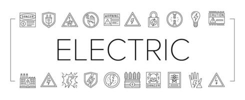 électrique danger choc Puissance Icônes ensemble vecteur