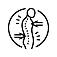 courbé posture l'ostéoporose symptôme ligne icône vecteur illustration