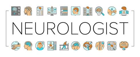 cerveau neurologue médecin Icônes ensemble vecteur