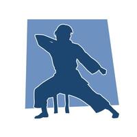 silhouette de une svelte femelle Faire martial art pose. silhouette de une martial art femme dans action pose. vecteur