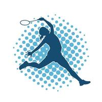 silhouette de femelle badminton athlète dans action pose. silhouette de une svelte femme en jouant badminton sport. vecteur