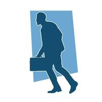 silhouette de une affaires homme porter une mallette vecteur