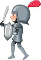personnage de dessin animé de chevalier sur fond blanc vecteur