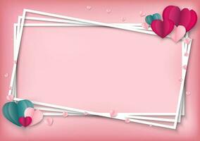 papier art de l'amour et origami fabriqué air ballon cœur forme en volant avec texte la Saint-Valentin jour.ils sont dans le air avec carte espace.mère jour, heureux femmes, vecteur la Saint-Valentin journée et papier Couper concept.
