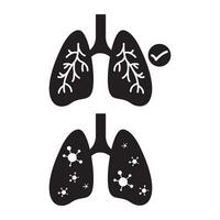 poumons santé nettoyer en bonne santé air infection maladie icône signe conception vecteur