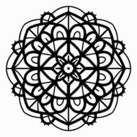 vecteur noir floral mandala, isolé sur blanc Contexte. géométrique ligne fleur mandala illustration. géométrique à motifs Facile ornement pour adulte coloration livres, coloration pages. yoga et méditation