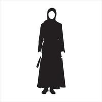 une hijab style femme permanent pose vecteur silhouette