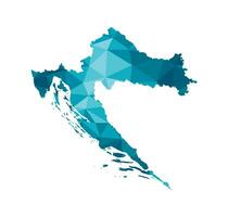 vecteur isolé illustration icône avec simplifié bleu silhouette de Croatie carte. polygonal géométrique style, triangulaire formes. blanc Contexte.