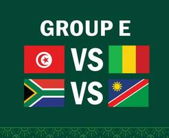 Sud Afrique Namibie Tunisie et mali africain drapeaux nations 2023 groupe e équipes des pays africain Football symbole logo conception vecteur illustration