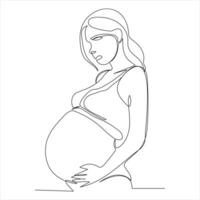 Célibataire ligne continu dessin de Enceinte aux femmes et mère journée, femme journée vecteur illustration