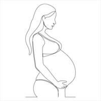 Célibataire ligne continu dessin de Enceinte aux femmes et mère journée, femme journée vecteur illustration