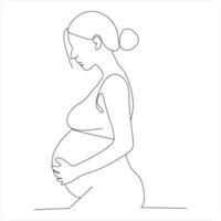 Célibataire ligne continu dessin de Enceinte aux femmes et mère journée, femme journée vecteur illustration