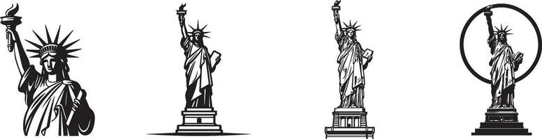 Etats-Unis ou le uni États de Amérique indépendance journée logo pour le 4e de juillet avec statue de liberté, vecteur illustration.