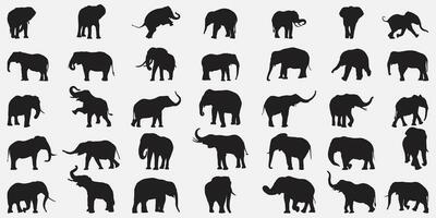 l'éléphant silhouette ensemble vecteur