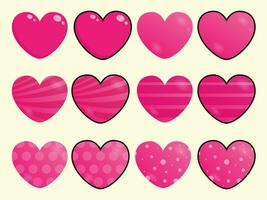 collection rose cœur illustration mignonne conception pour décorer Valentin mariage l'amour Festival vecteur