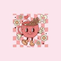 mignonne rétro illustration de rouge café tasse pour la Saint-Valentin journée vecteur