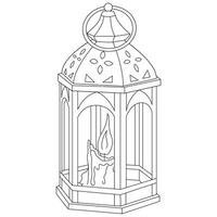 lanterne lampe avec bougie. noir et blanc illustration vecteur