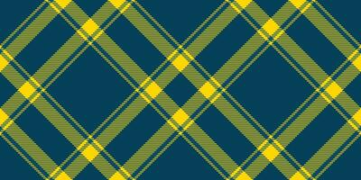 Écosse texture en tissu arrière-plan, rétro tartan sans couture modèle. la cérémonie plaid textile vecteur vérifier dans cyan et or couleurs.