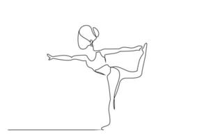 Jeune magnifique en bonne santé en forme femme pilates yoga aptitude pose ligne art conception vecteur