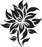 sophistiqué Floraison essence artistique noir icône abstrait fleur minimalisme lisse noir emblème vecteur
