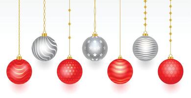 collection de isolé gris et rouge Noël babiole conception vecteur