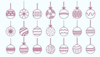 collection de pendaison Noël babiole ornements dans ligne style vecteur