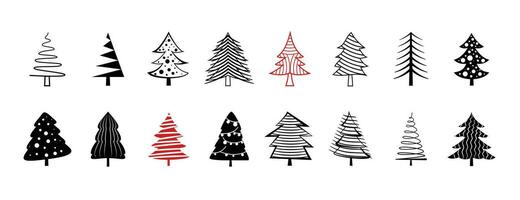 griffonnage style Noël pin arbre éléments conception dans ensemble vecteur